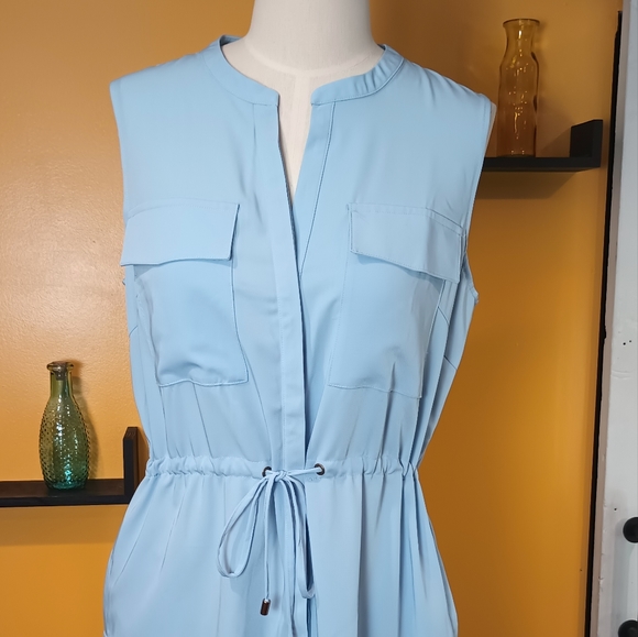 Allegra K Sleeveless Blue V-Neck Button Down Shift Dress New With Tags Size L - Picture 15 of 16